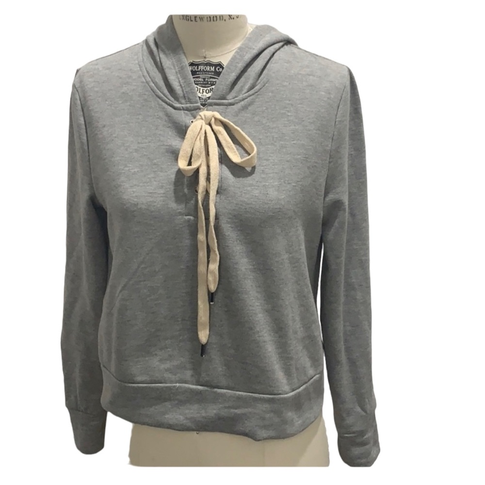Hologram Gray Hoodie with Ecru Detail Size Small